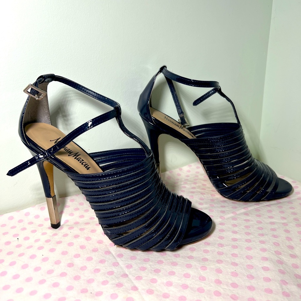NEIMAN MARCUS Women Gladiator High Heels Blue 6.5M